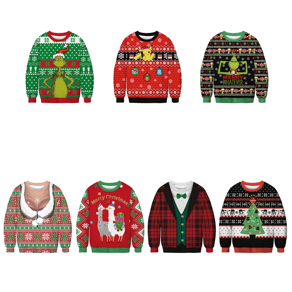 Модный зимний Уродливый Рождественский свитер Забавный 3D мультяшный принт