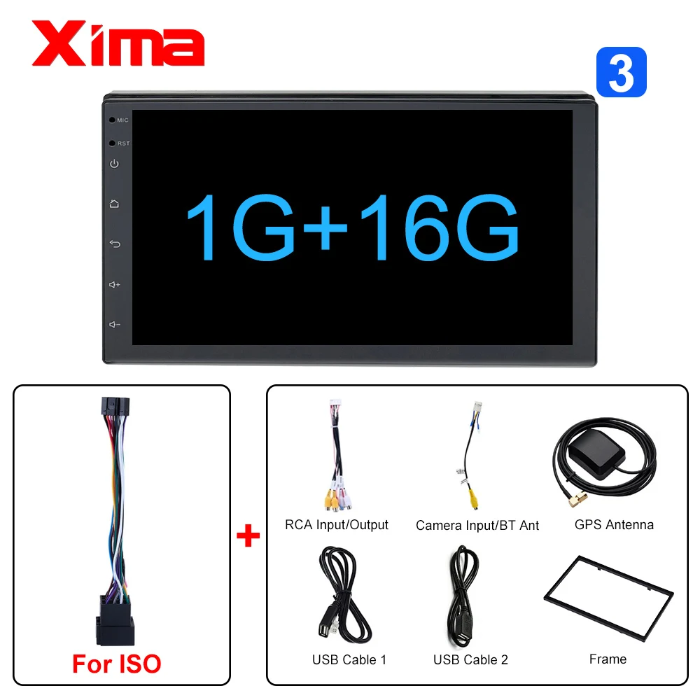 728-16-ISO XIMA Android9.0 2Din Car Radio Multimedia Player " Universal RAM2G GPS Navigation Audio Player For Nissan Toyota Hyundai Polo - Цвет: 728-16-ISO