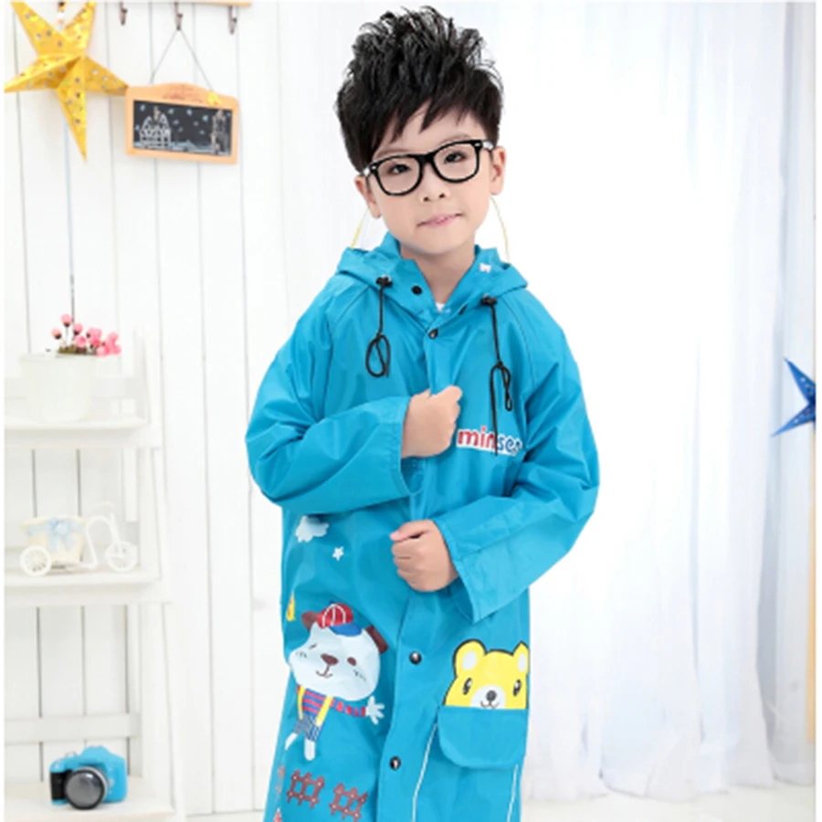 Детский длинный плащ с капюшоном для мальчиков и девочек пончо рюкзак желтый