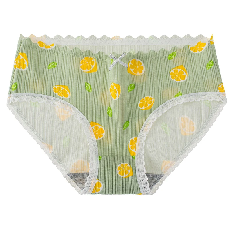 

Women Panties Cotton Soft Underwear Ladies Middle Waist Briefs Fruit Print Breathable Briefs Breathable Girls Underpants
