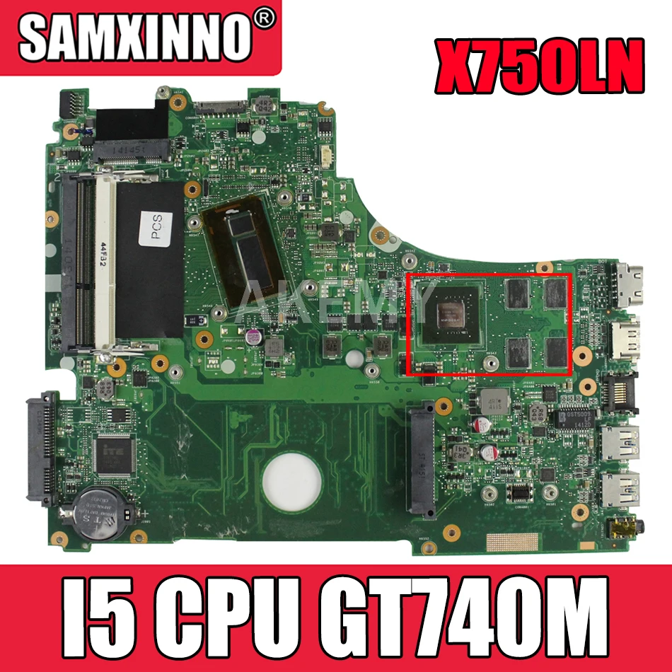 

Akemy X750LB Laptop motherboard for ASUS X750LB X750LA X75LN X750L X750 Test original mainboard I5 CPU GT740M