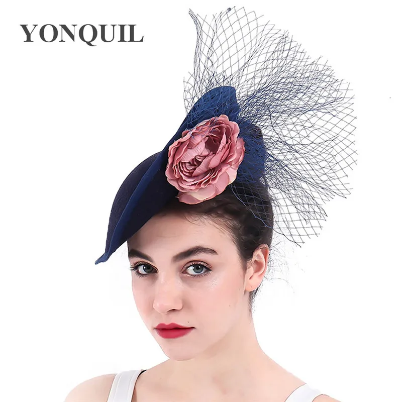 Женская винтажная шляпка Таблетка с вуалью для церкви и торжественных случаев