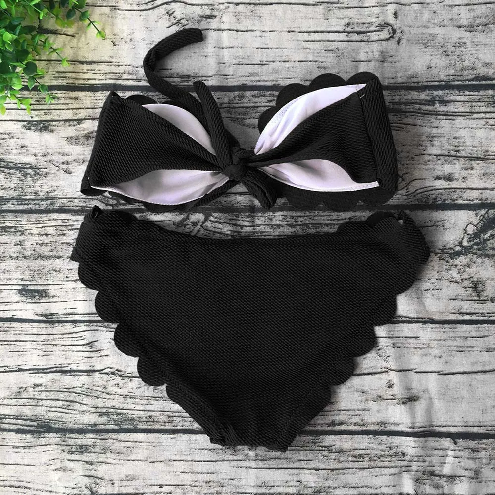 Сексуальный бикини Одноцветный топ труба на бретелях Твердый Чехол Раздельный