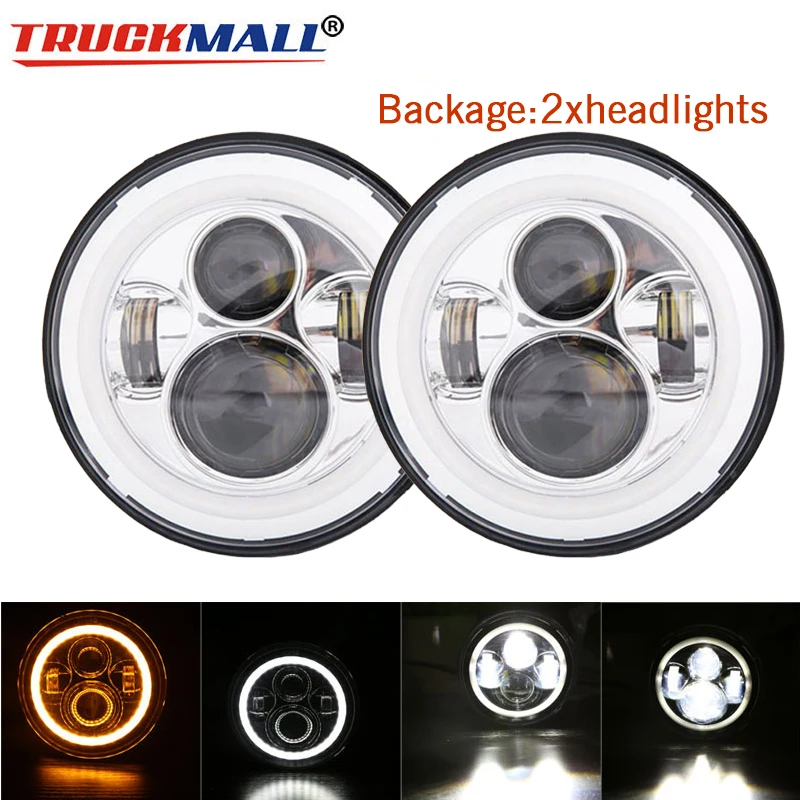 C-2pcs headlights Для Лада Нива 7 дюймов круглый светодиодный прожектор для Jeep Wrangler JK TL LJ Лада Нива 4x4 suzuki samurai Hummer - Цвет: C-2pcs headlights