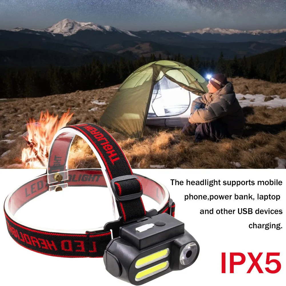 

XPE COB Head Lamp Portable Mini USB Flashlight Waterproof Headlamp With Magnet Work Light For Night Fishing Riding Camping