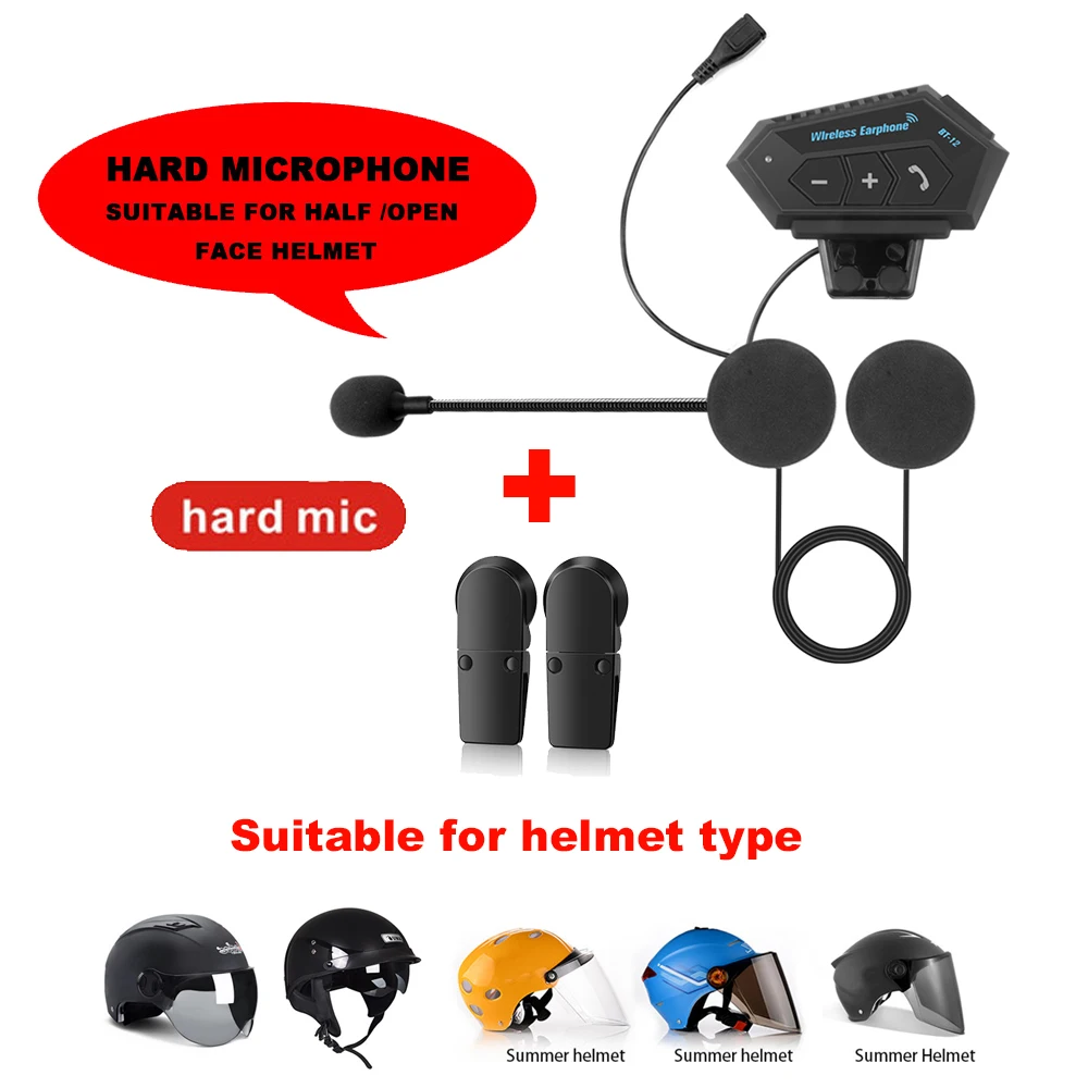 

T2 BluetoothV4.2 EDR Беспроводная шумоподавляющая гарнитура для шлема гарнитура BT 12 гарнитура с микрофоном для мотоцикла