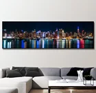 Современные небоскребы, Ночной пейзаж Нью-Йорка, настенный плакат и фотокартина для украшения гостиной