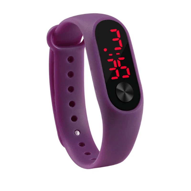 M2 purple Модный уличный простой спортивный Красный светодиодный цифровой браслет часы для мужчин и женщин красочные силиконовые часы для детей наручные часы подарок - Окраска металла: M2 purple