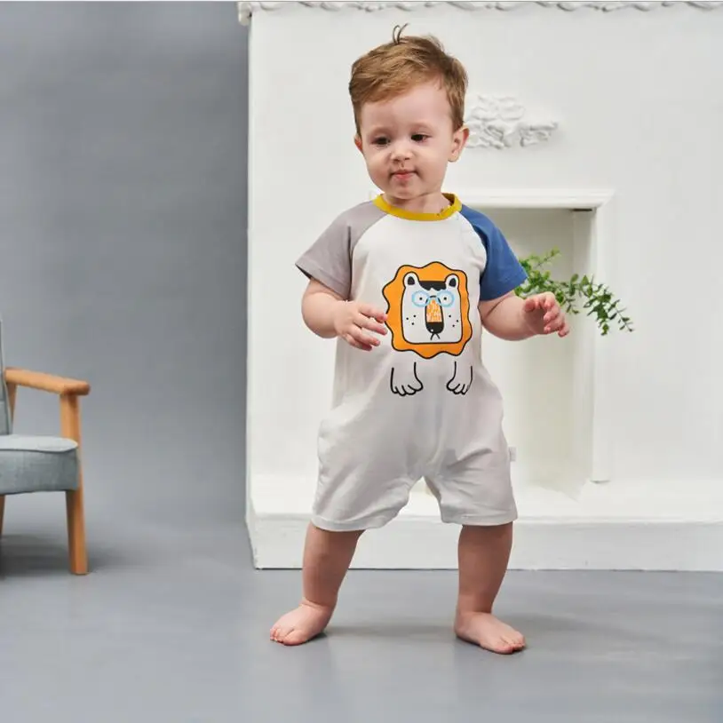 Комбинезон для новорожденных Летняя хлопковая одежда с короткими рукавами и