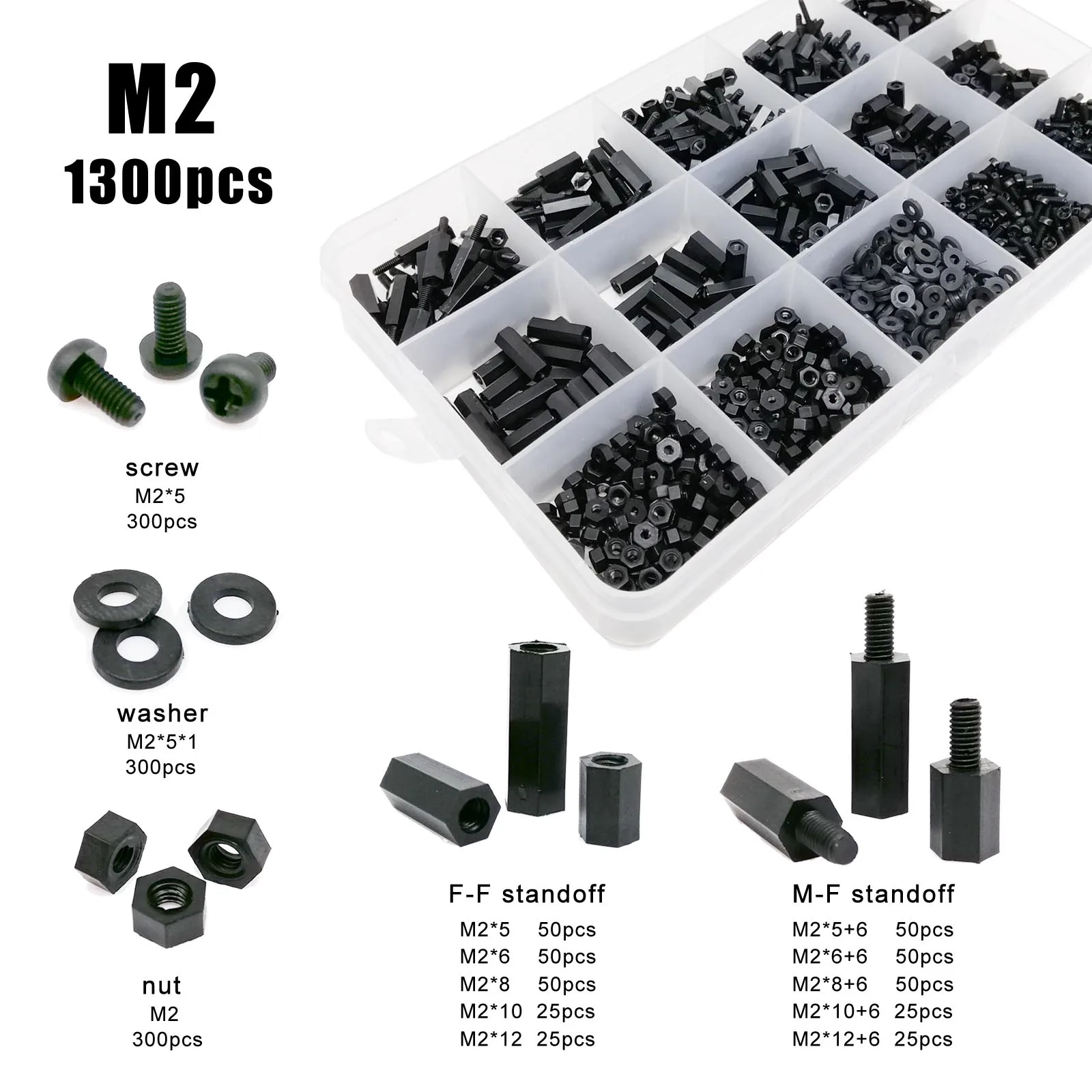 445/1300 шт./компл. M2 5 M3 M4 PCB Материнская плата черная пластиковая нейлоновая