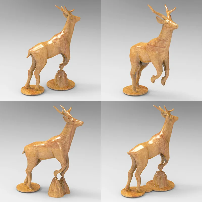 4 шт. 3D резная скульптура в виде оленя 3d модель для станка с ЧПУ формате STL печати