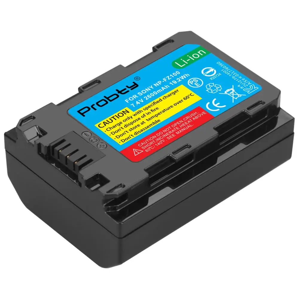 

PROBTY 2600mAh NP-FZ100 NPFZ100 NP FZ100 Battery + LCD Dual USB Charger for Sony NP-FZ100, BC-QZ1, Sony a9, a7R III, a7 III, ILC
