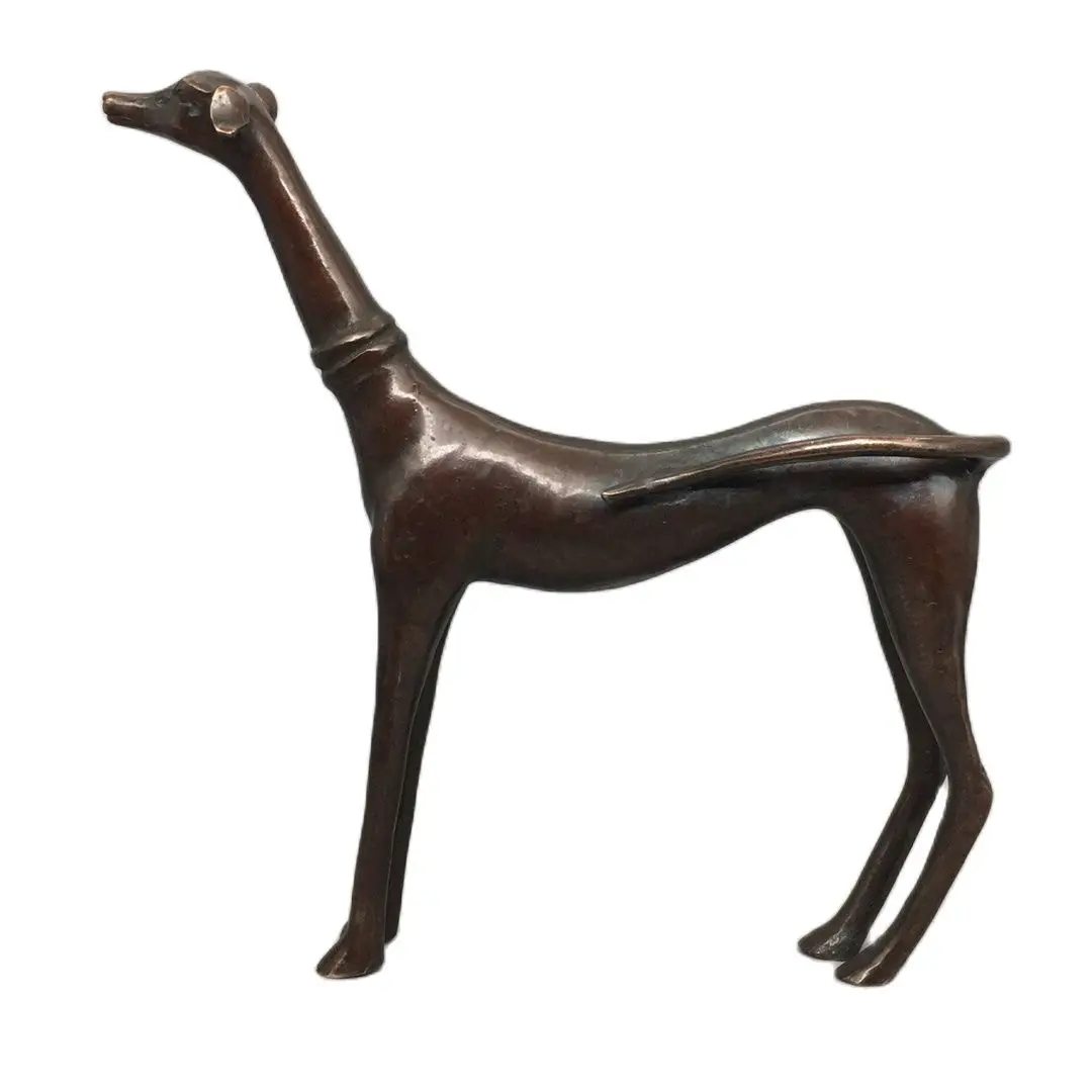 

Коллекционная статуя собаки из старой бронзы высокого качества, домашнее украшение, металлические животные, китайская антикварная кукольная скульптура, Высота 22 см