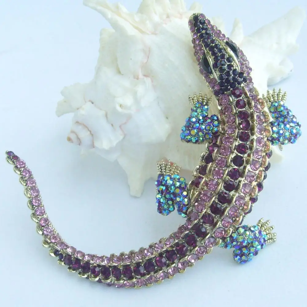 4 дюймовая уникальная доллар Каймановых Аллигатор крокодиловая Брошь булавка