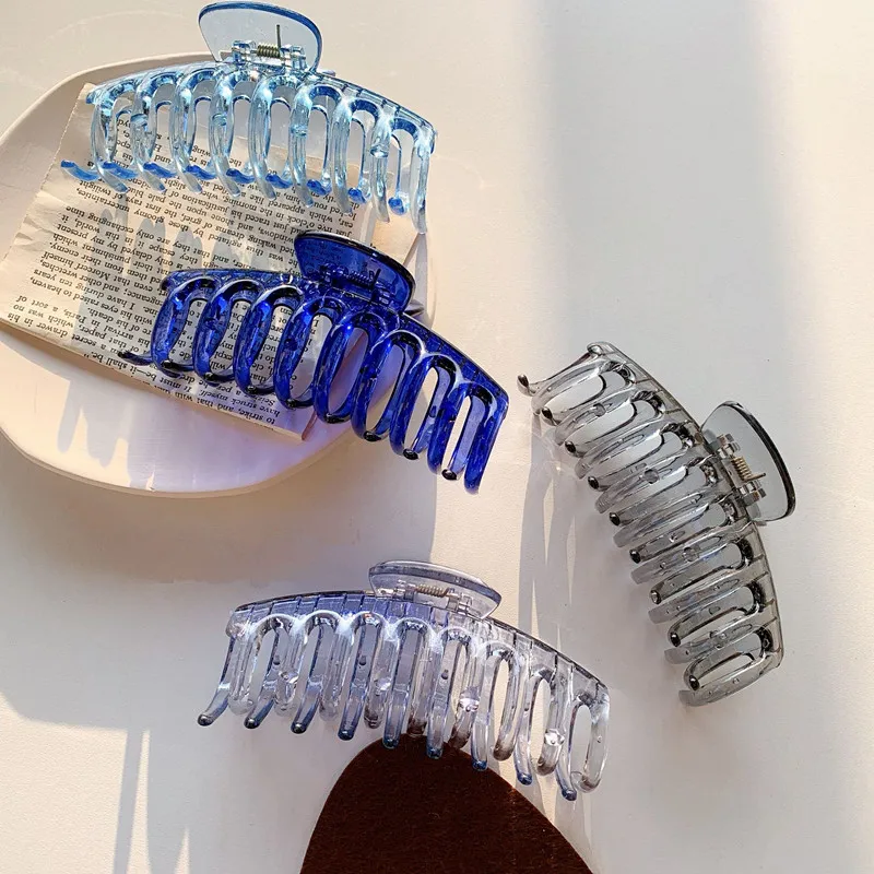 2022 Ins Модные Акриловые прозрачные синие Крабики для волос большие заколки