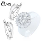 Комплект свадебных украшений, элегантные серьги-гвоздики с кристаллами для невесты, керамические кольца, ювелирные наборы из Дубая, свадебные украшения, подарок для Wonen