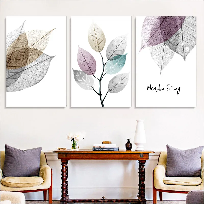 

modern Still life leaf abstract Canvas Spray Painting Customized drawing Un framde Wall decoration DIY Solid wood frame