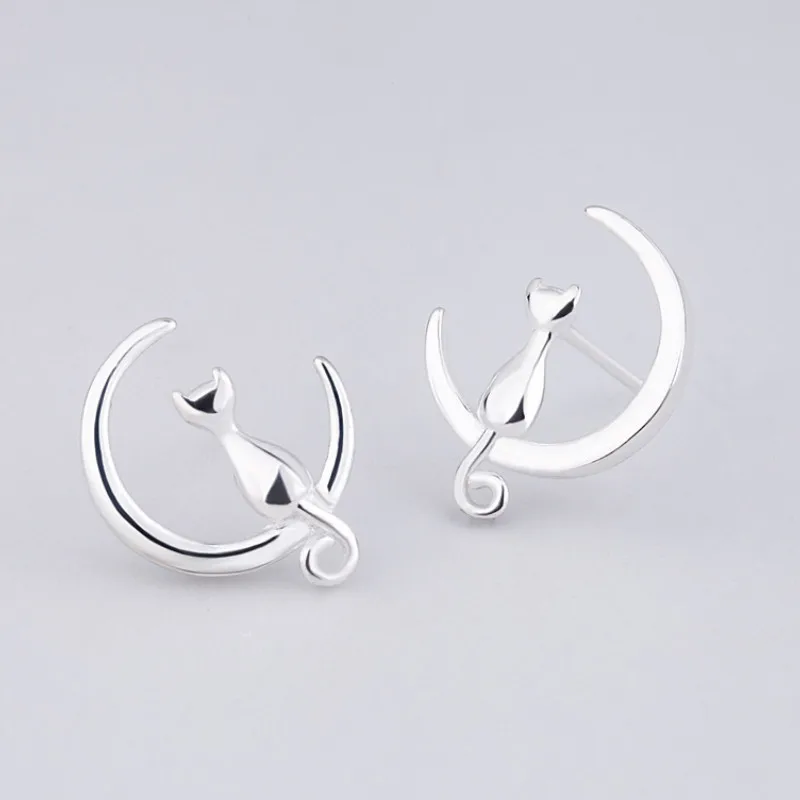 

2021 Jewelry Gifts Women Sweet Moon Cat Stud Earrings
