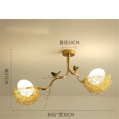Декоративная люстра из стекла в виде птичьего гнезда, для детской коридора, гостиной, с тремя головками