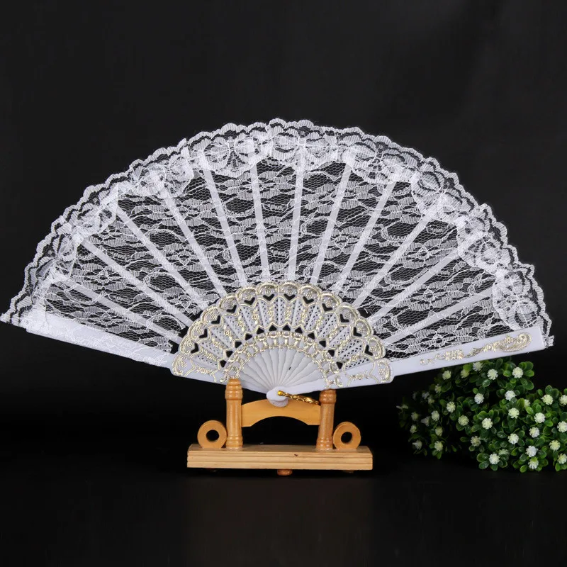 

50pcs/lot NEW! wedding WHITE LACE FAN Hand Fans FANCY DRESS GEISHA / SPANISH DHL free shipping