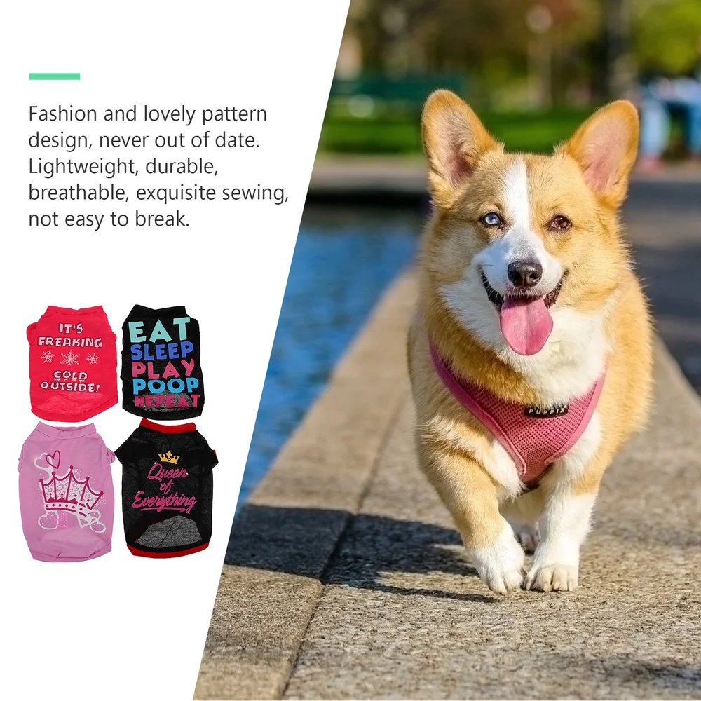 

4Pcs Dog Shirts Small Dog Puppy Clothes Summer Pet Outfits Clothing Apparel