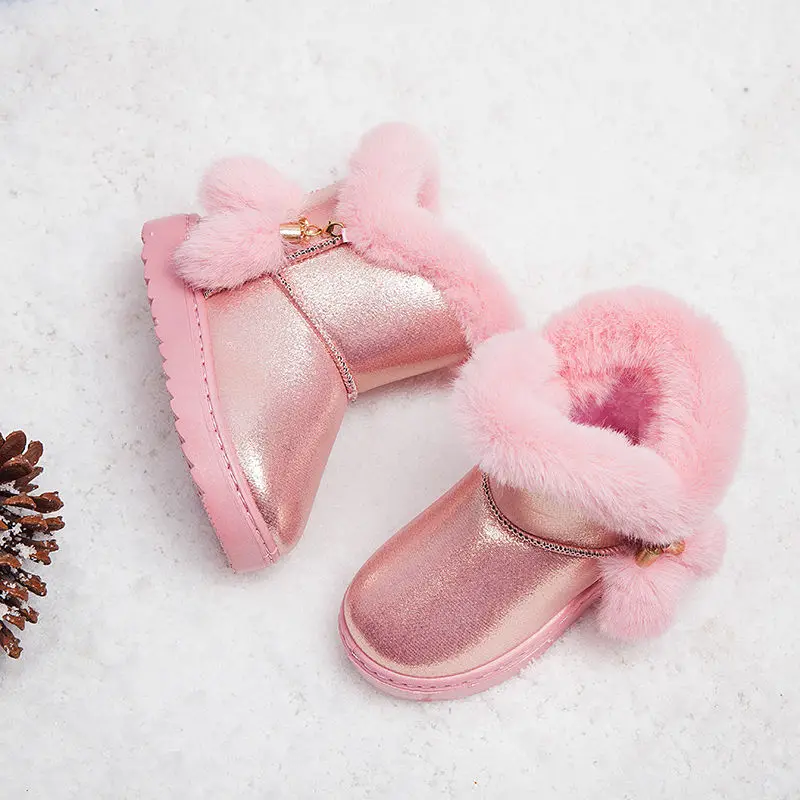 

New Winter Plus Velvet Girl Princess Baby Snow Boots Cotton Shoes Female Baby Shoes Soft Bottom Toddler Shoes Children's Shoes