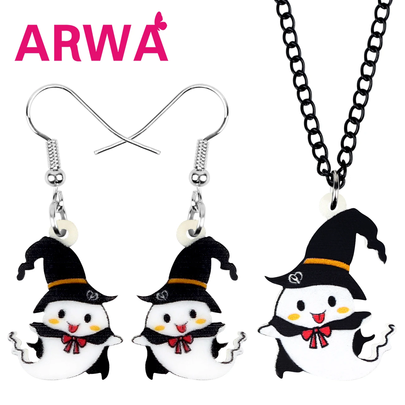 ARWA акрил Хэллоуин Мультфильм призрак Ювелирные Наборы Милый принт длинное