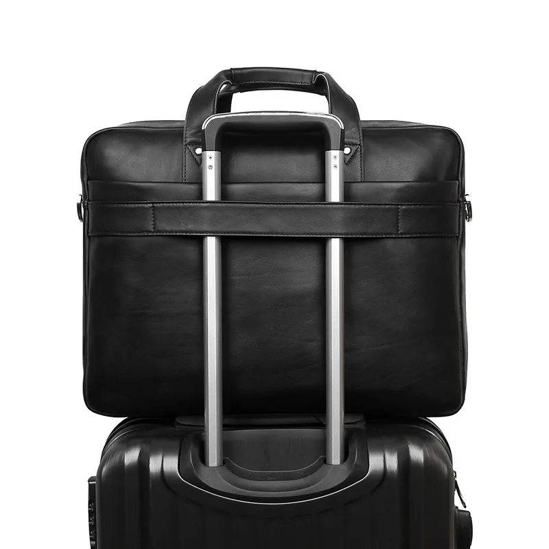 Nesitu Новая черная натуральная кожа 15,6 ''17'' ноутбук офисный мужской портфель сумка деловая дорожная сумка портфель M7386