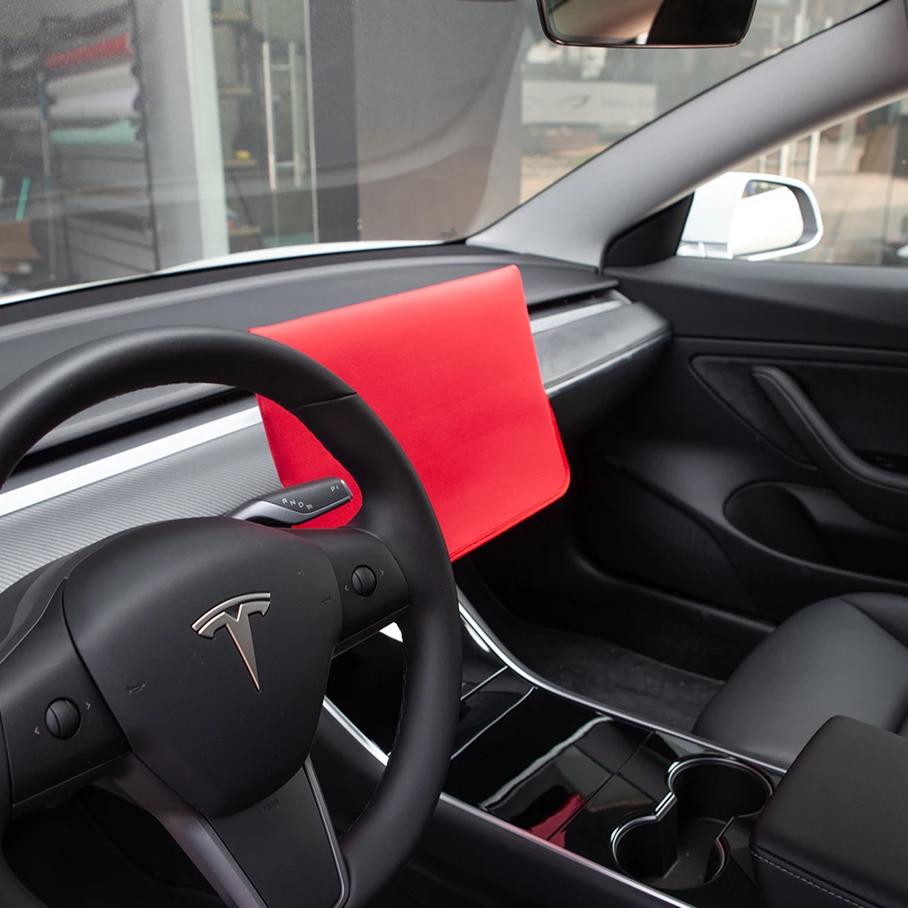 Red without Letter Display Cover Sleeve Slip On Sunshade Screen Protector For Tesla Model 3 2017-2020