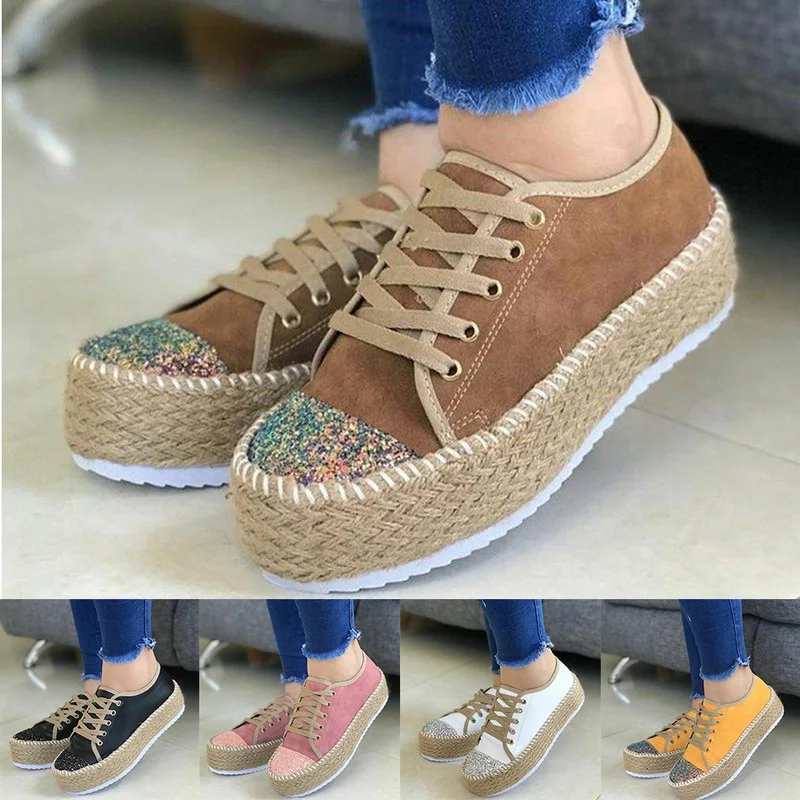 Женская обувь повседневные туфли на платформе со шнуровкой нового цвета женская
