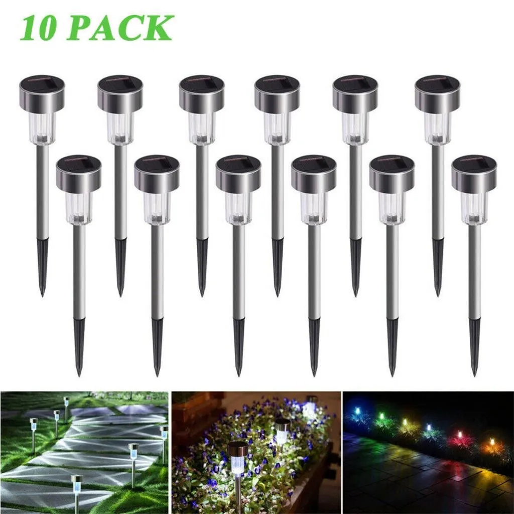 

10PCS Garden Outdoor Stainless Steel LED Solar Landscape Lights Yard Lamp Outdoor Garden Lawn Solar Lamps outdoor lighting