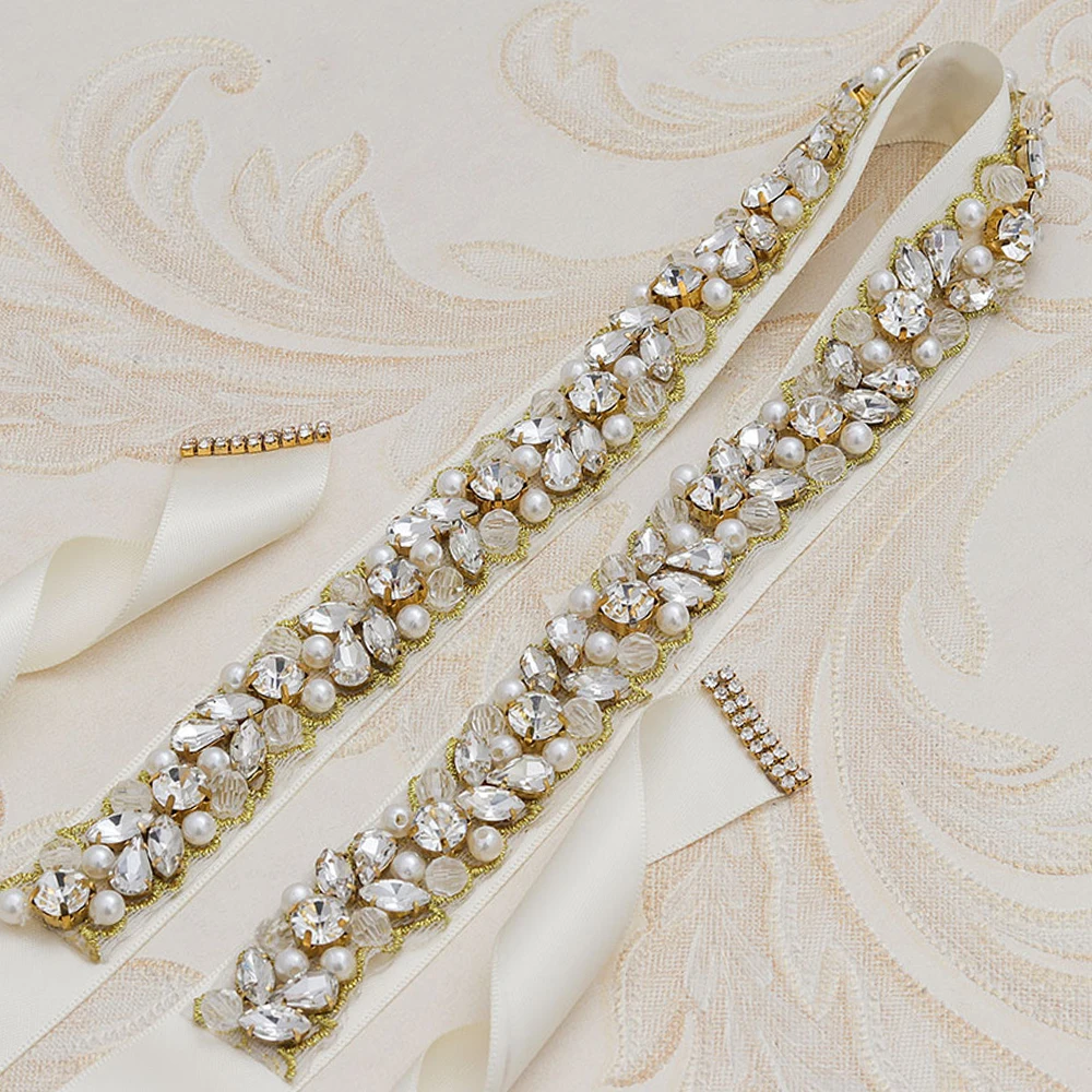 MissRDress жемчужный свадебный пояс розовое золото хрустальный со стразами для