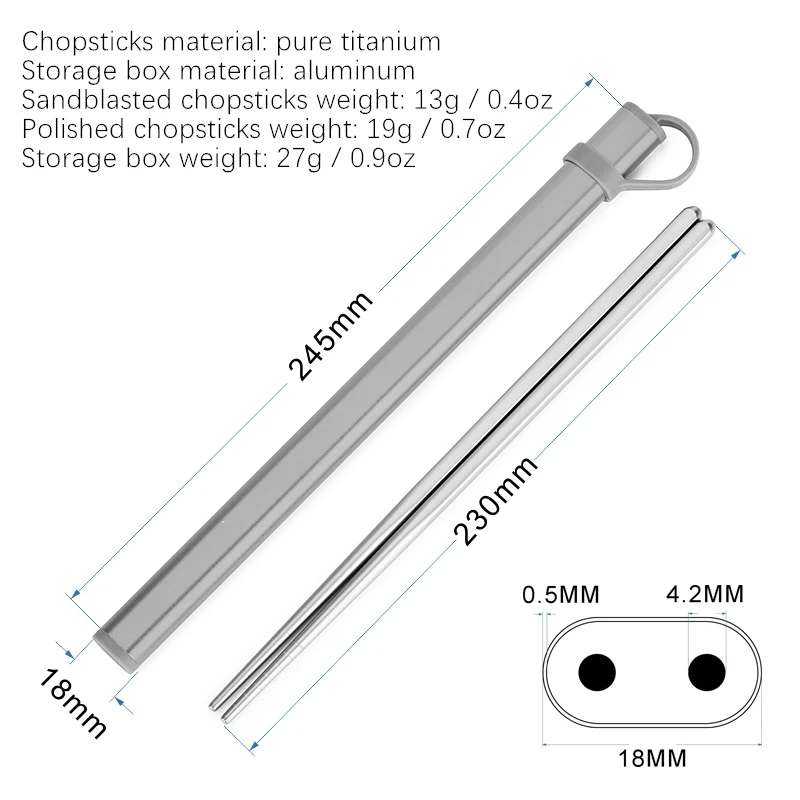 Набор из чистых титановых пескоструйных полировальных палочек для еды с
