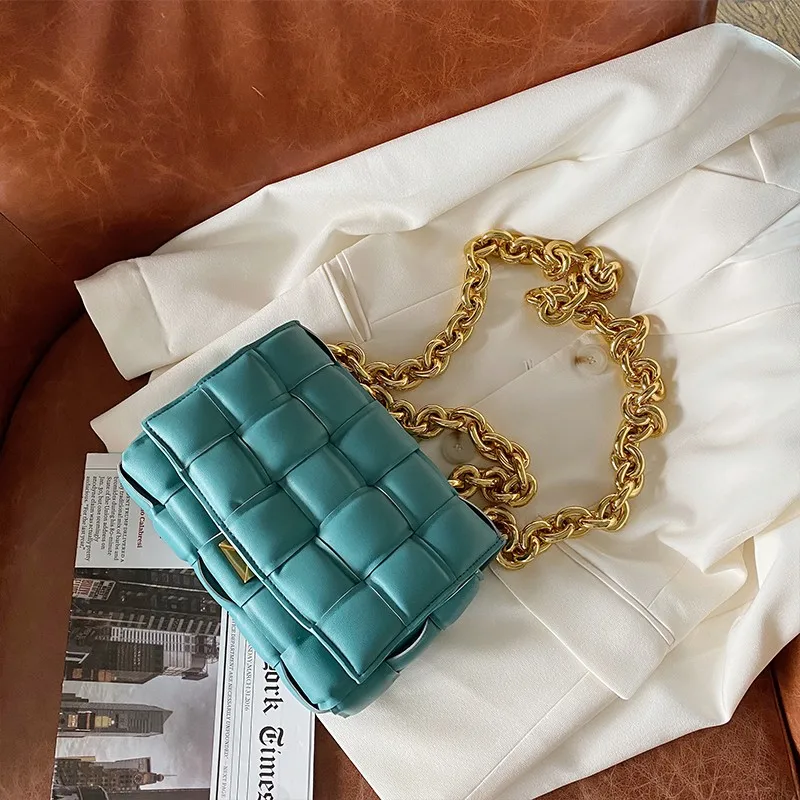 

Luxury Ladies Genuine Leather Chain Bag Designer Black Weaving Pillow Bag Autumn Winter New Shoulder Bag Schoudertas Dames