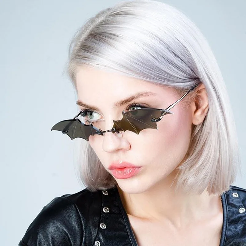 

Fashion Bat Shaped Sun Glasses Rimless Men Sunglasses Women Female Male Vintage Mirror Shades