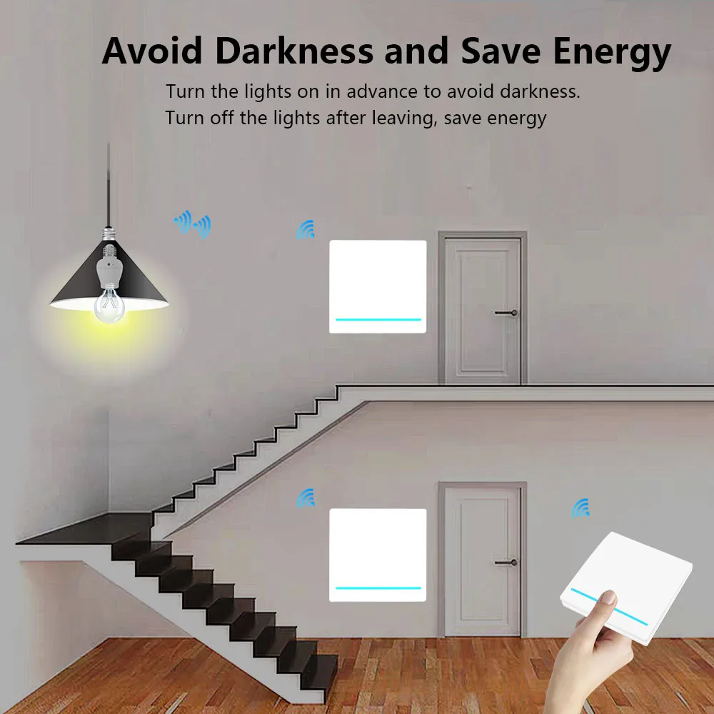 SMATRUL 1/2/3 Gang Smart Push Wireless Switch Light Bulb E26 E27 LED Lamp Holder 433Mhz RF Remote Control Wall Panel 110V 220V |