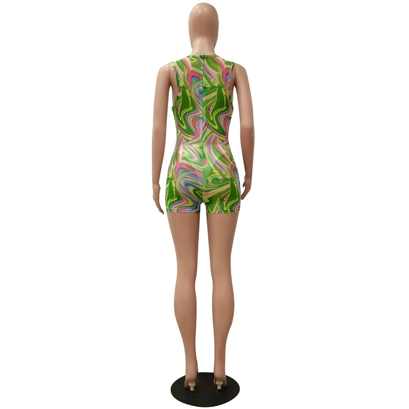 

Summer Clothing Jumpsuit Women Printed Skinny O-Neck Casual Bodysuit One Piece Outfits Active Wear Streetwear Wholesale Items