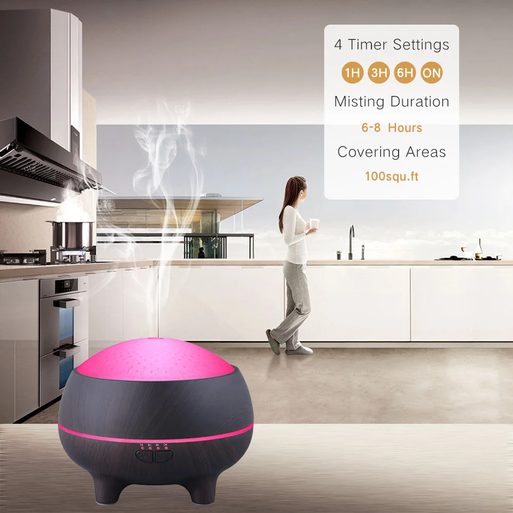 Bluetooth арома диффузор древесины ультразвуковой увлажнитель для дома с лампа