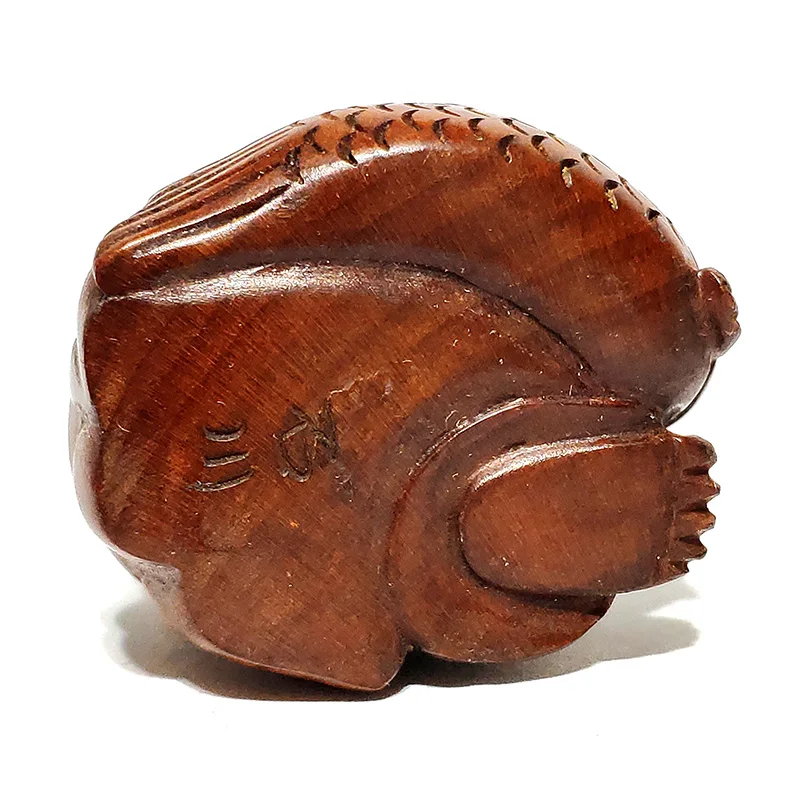 

Y7124 - 2" Hand Carved Boxwood Netsuke : Fishman Man and Fish