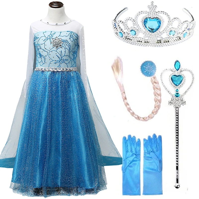 2020 косплей платье Снежной королевы Эльзы для девочек одежда Анны вечерние нее