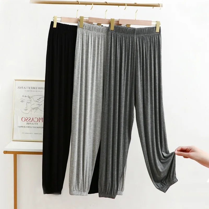 

Modal Long Pajamas Pants Women Sexy Bottoms Sleepwear Nightwear With Folds Solid Causal Home Clothes Summer Pijamas Homewear