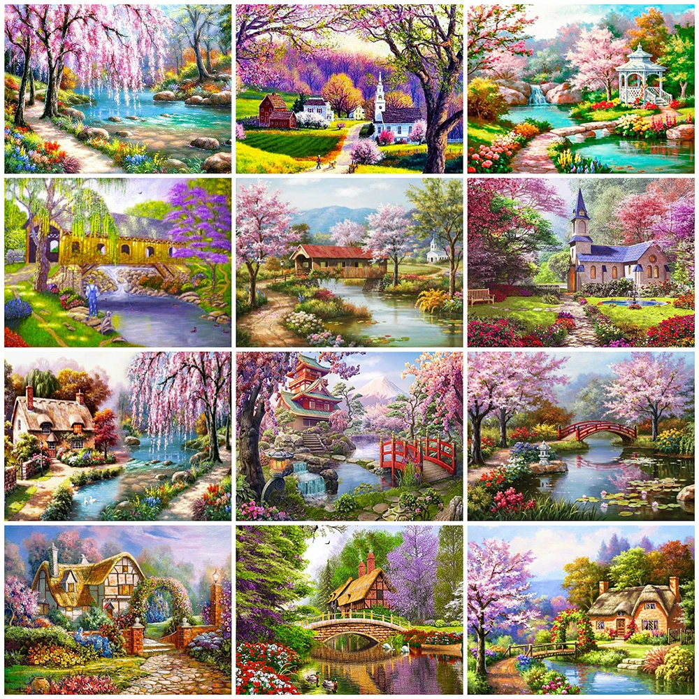 

MomoArt 5D DIY Алмазная вышивка дом Алмазная мозаика дерево алмазная картина пейзаж подарки на новый год подарок ручной работы