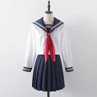 japanese jk suit three lines woman school uniform high school sailor suit navy cosplay costumes student girls pleated skirt