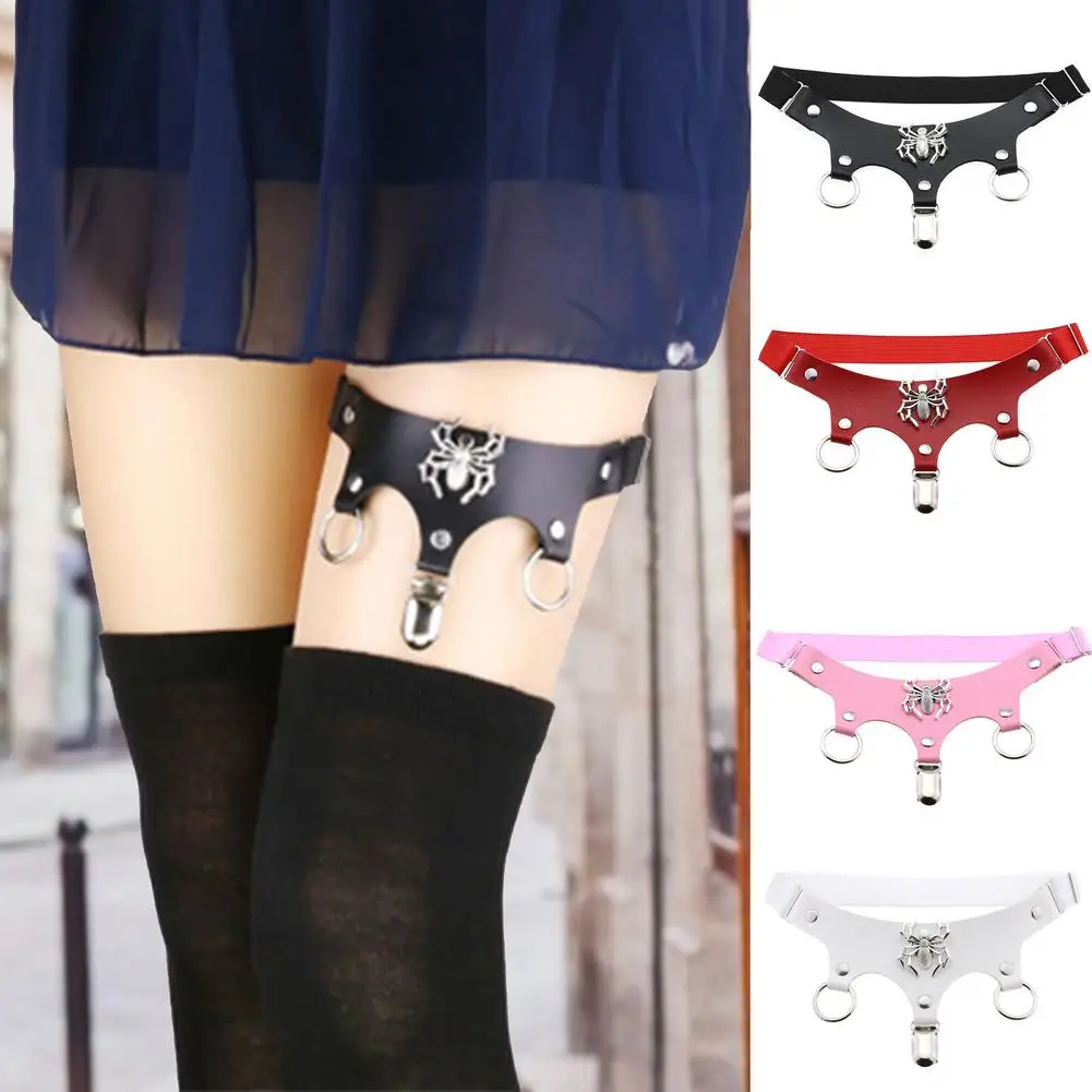 

Sexy Women Leather Punk Leg Harnesses Belt Adjustable Rivet Thigh Ring Goth Harajuku Leg Chain Thigh Garter