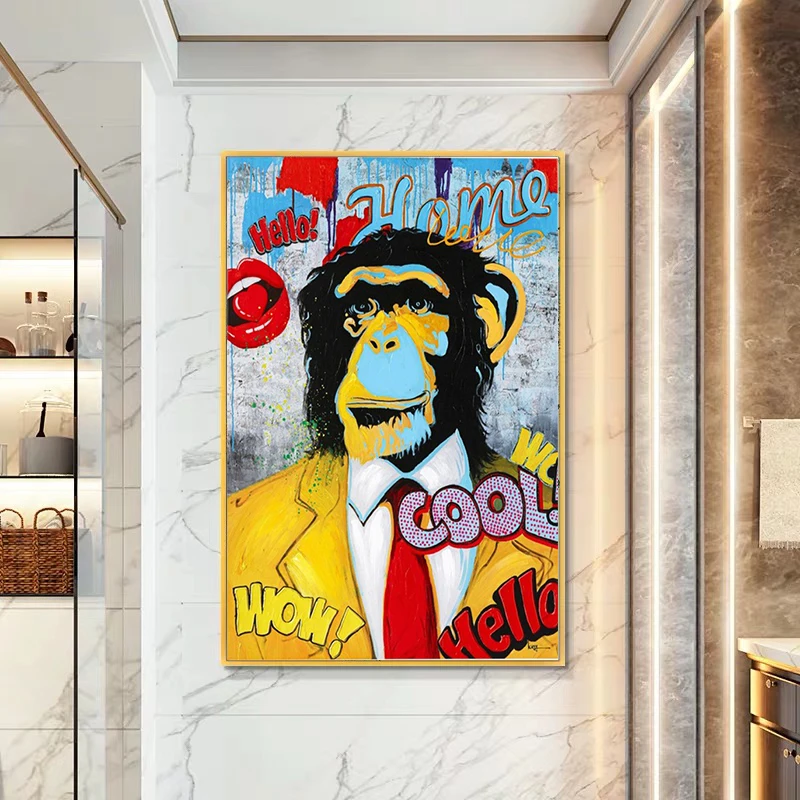 Уличное художественное изображение обезьяны на стену поп-арт картины лофт