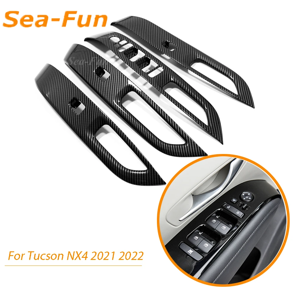 

For Hyundai Tucson NX4 2021 2022 Door Window Glass Lift Switch Button Trim Cover Inner Armrest Panel Frame Car Accessories