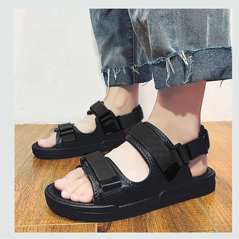 

Men's soft-soled sandals summer beach shoes solid color non-slip open-toed slippers