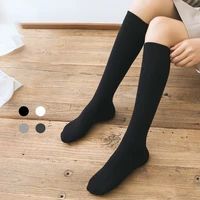 womens stockings autumn cotton long socks knee high solid color knitted stockings female compression socks
