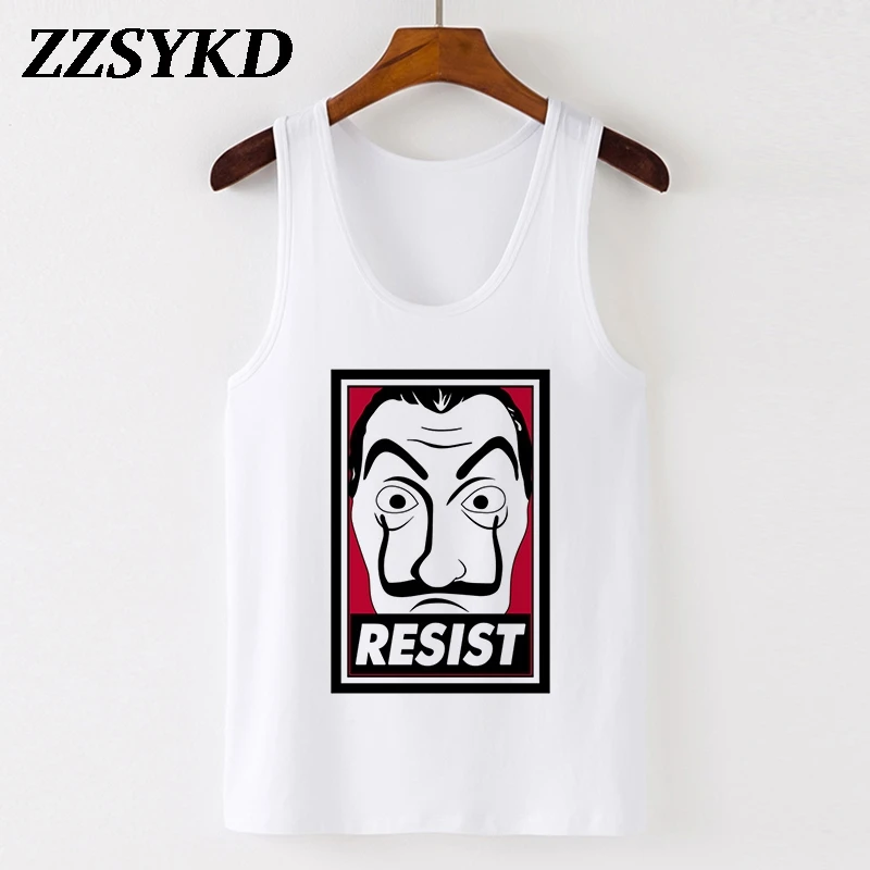 Блузка женская летняя повседневная без рукавов рубашка с надписью бумажный дом