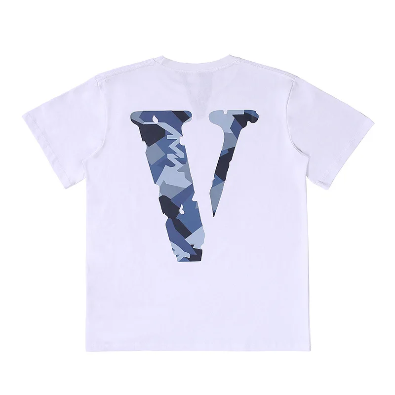 

VLONE men t shirt 100% cotton streetwear Women's T-shirt summer Short sleeve brand hip hop tshirt Skull Wheat ears Camouflage